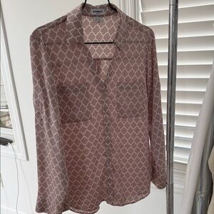 Express Women's Blush Geometric Blouse